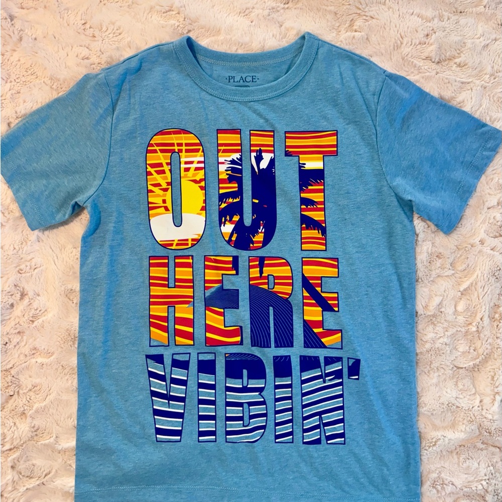Place Kids Blue and Orange Graphic Tee